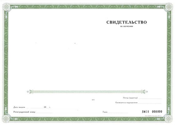 Свидетельство об обучении установленного образца
